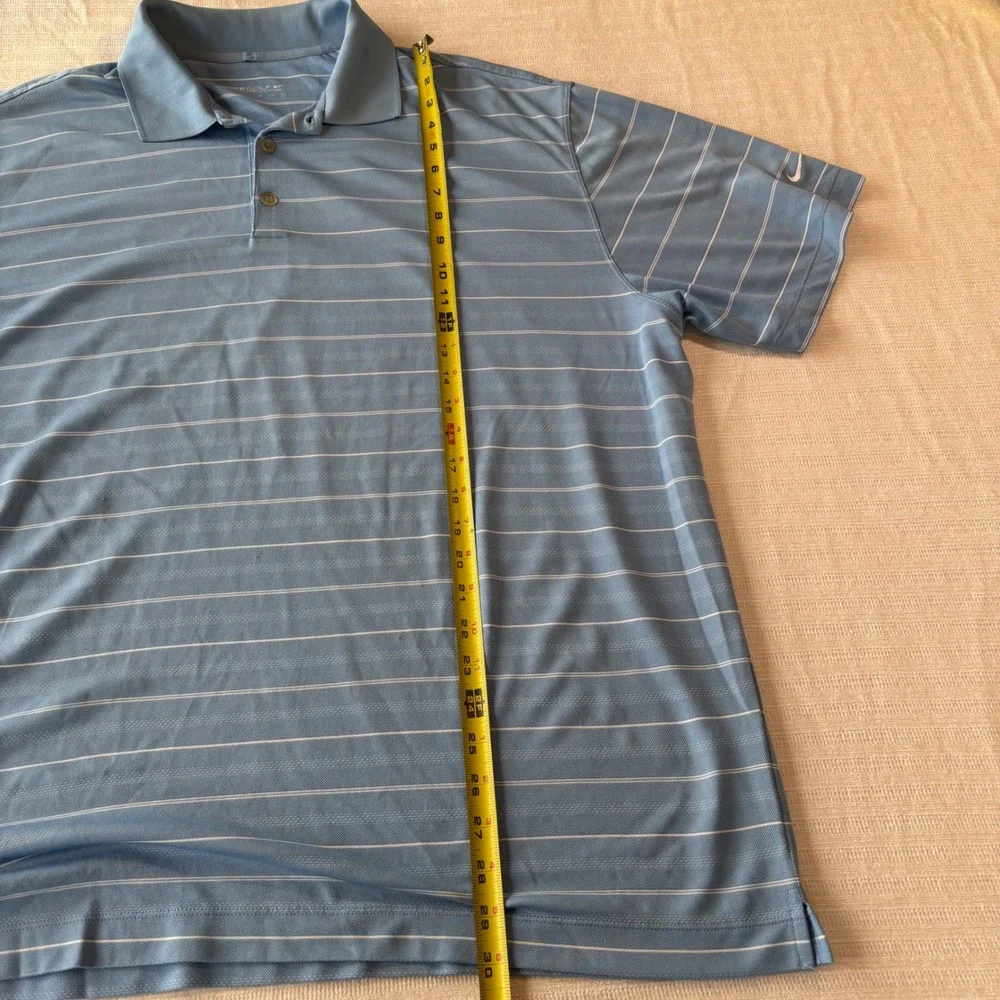 Nike Golf Mens XXL Dri-FIT Striped Polo‎ Shirt Blue White Short Sleeve RN56323